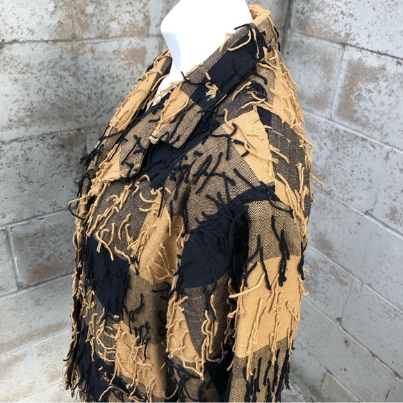 Kindred Spirit Fringed Checkered Hand Woven Shell Button Down - Picture 4 of 12